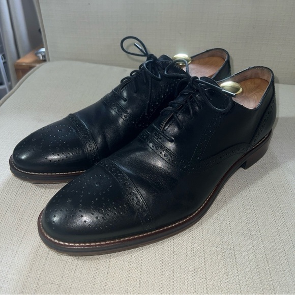 JOHNSTON & MURPHY CONARD CAP TOE MENS DRESS SHOES SZ 12M BLACK LEATHER main image 11